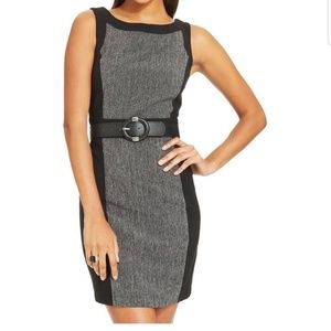 BCX belted bodycon black and grey dress
